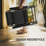 Set 2 Sedie Sdraio a Gravità Zero Pieghevoli con Schienale Regolabile e Tavolino, Nero - immagine 7