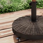 Base per Ombrellone da Giardino Rotonda a 4 Ruote con Freni, in Acciaio e Resina, Ø52x41 cm, Bronzo e Nero - immagine 9