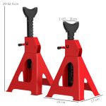Set 2 Cavalletti Auto da 3 Tonnellate Regolabili da 29-42.5 cm, Acciaio al Carbonio e Ghisa, Rosso - immagine 3
