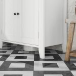 Mobile Sottolavabo Bagno a U con Ripiano Regolabile Interno, in MDF, 60x30x60 cm, Bianco e color Legno - immagine 9