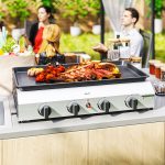 Piastra Barbecue a Gas con 4 Bruciatori da 2.4kw e Piano Antiaderente, 77x44.5x19cm, Argento - immagine 8
