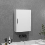 Armadietto Bagno da Parete in Legno con 3 Ripiani Regolabili in Vetro su 3 Livelli, 40x15x55 cm, Bianco - immagine 2
