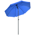 Ombrellone da Spiaggia 1.8x2 m con Reclinazione a 45° e 8 Stecche, Poliestere e Acciaio, Blu