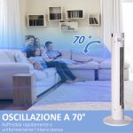 Ventilatore a Torre 45W a 3 Modalità e 3 Velocità con Timer da 12h, in ABS e Alluminio, Ø31.5x93 cm, Bianco - immagine 5