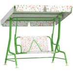 Dondolo per Bambini da Esterno a 2 Posti con Tettuccio Regolabile e Cinture di Sicurezza, 112x75x120 cm, Verde