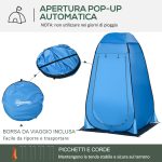 Tenda Doccia da Campeggio e Spiaggia con Porta a Cerniera e Borsa di Trasporto, 126x124x189 cm, Blu - immagine 5