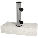 Base per Ombrellone da Giardino 25kg per Pali da Ø32mm, Ø38mm e Ø48mm, in Granito e Acciaio Inox, 45x22.5x40 cm, Grigia
