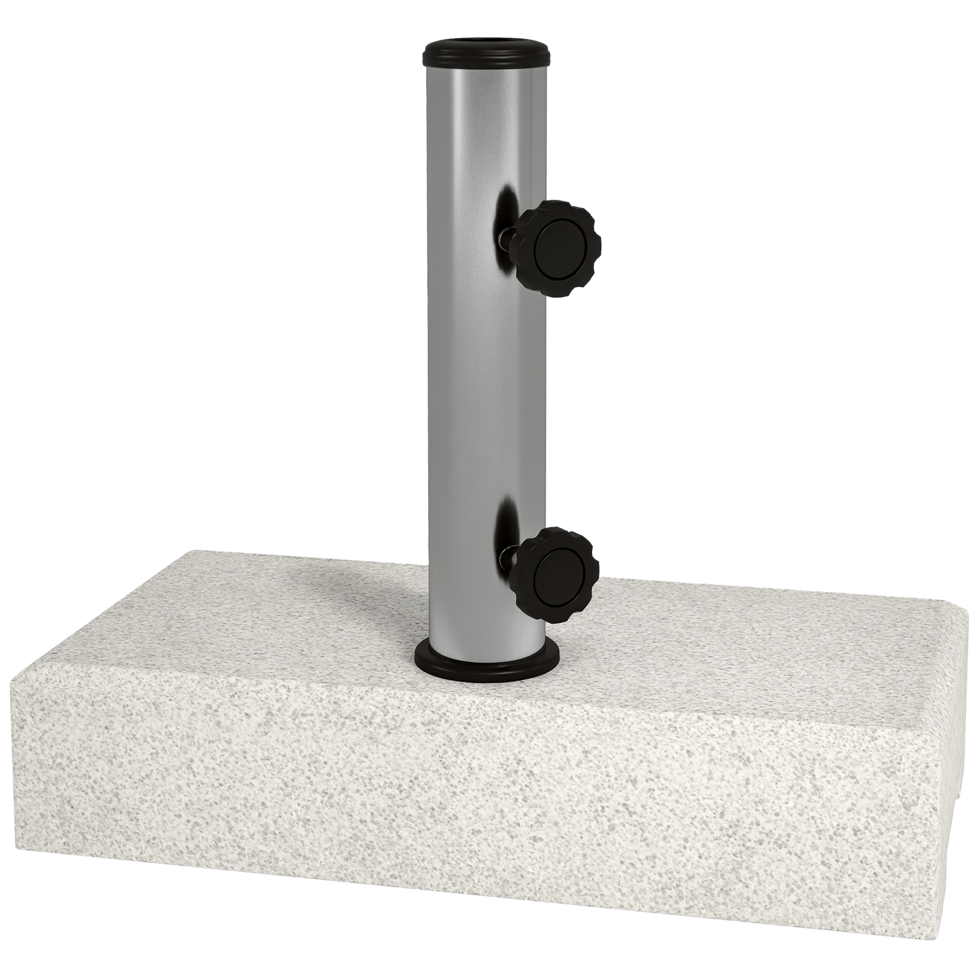 6W7fd2197f02628e4.jpg Base per Ombrellone da Giardino 25kg per Pali da Ø32mm, Ø38mm e Ø48mm, in Granito e Acciaio Inox, 45x22.5x40 cm, Grigia - immagine 1
