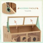 Gabbia per Criceti con Piattaforma, Scalette, Capanna e Ponte, in Legno di Abete, 85x45x44 cm - immagine 5