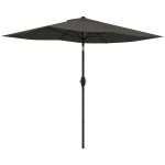 Ombrellone da Giardino Rettangolare 2x3 m Inclinabile con Apertura a Manovella, Grigio