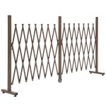 Recinzione Estensibile Autoportante in Acciaio e Alluminio, Larghezza 52-405 cm, Marrone scuro