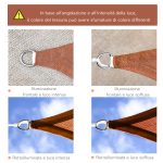 Tenda a Vela Rettangolare 4x6 m Resistente ai Raggi UV con Corda, in PE e Acciaio Inox, Rossa - immagine 5