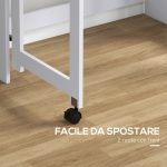 Scrivania Pieghevole con Libreria a 4 Ripiani, 2 Ruote e Foro Passacavi, 80x69x155 cm, Bianco - immagine 7