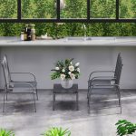 Set da Esterno 4pz con Tavolino, 2 Sedie e Divanetto con Schienale Regolabile, in Acciaio e Textilene Nero - immagine 9