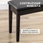 Sgabello per Pianoforte con Vano Contenitore in Legno e Finta Pelle PU, 75x35x49cm, Nero - immagine 5