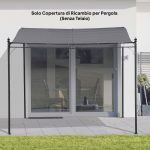 Telo di Ricambio per Pergola da Giardino 3x3 m con 16 Fori di Drenaggio, 297x297 cm, Grigio - immagine 8