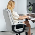 Sedia da Ufficio Ergonomica con Schienale Alto, Altezza Regolabile e Dondolo, Grigio - immagine 8