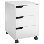 Cassettiera da Ufficio a 3 Cassetti con Maniglie a Scomparsa, in Legno e Metallo, 40x50x57.5 cm, Bianco