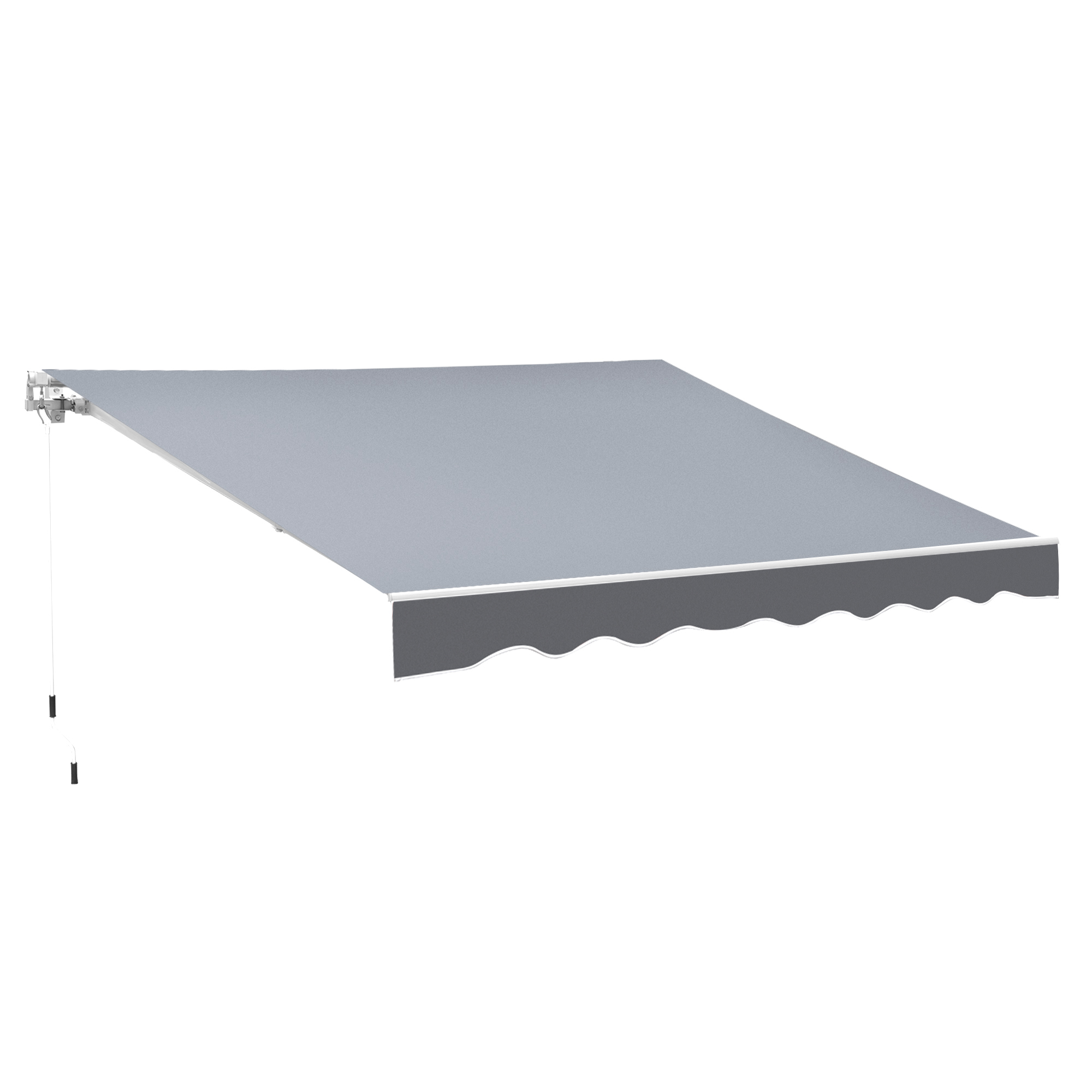 7ji19719a39edc581.jpg Tenda da Sole da Esterno Avvolgibile Manualmente in Alluminio e Poliestere, 2.5x2 m, Grigio e Bianco - immagine 1