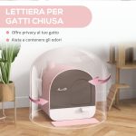 Lettiera per Gatti Chiusa con Filtri, Paletta e Vassoio, Struttura in PP, 43x44x47cm, Rosa - immagine 5