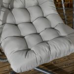 Poltrona Sospesa in Rattan PE con Cuscino, Seduta Pieghevole e Struttura in Acciaio, Grigio - immagine 9
