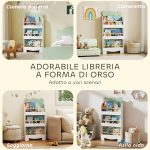 Libreria per Bambini con 3 Ripiani a Forma di Orsetto con Barriere Frontali, 55x15x110 cm, Verde - immagine 7
