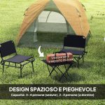 Tenda da Campeggio per 3 Persone Impermeabile con Tasca, Gancio per Lanterna e Borsa, 2x2x1.35m, Arancione - immagine 4