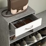 Set Mobile da Ingresso con Appendiabiti a 6 Ganci, Mobile Scarpiera con Cassetto e Specchio, Grigio - immagine 8