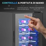Cantinetta Vino Frigo per 15 Bottiglie, Capacità 44L, con Controllo Temperatura e Ripiani Regolabili, Nero - immagine 7