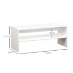 Tavolino da Caffè Moderno in Legno a 2 Livelli con Ripiano Aperto, 100x40x41.5 cm, Bianco - immagine 3