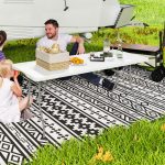 Tavolo da Giardino Pieghevole con Maniglia, Acciaio e Plastica, 180x74x74 cm, Bianco - immagine 2