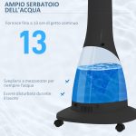 Ventilatore a Nebulizzazione da 3L a 3 Modalità e 3 Velocità, in Plastica e Metallo, 50x40x125 cm, Bianco e Nero - immagine 8