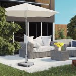 Base per Ombrellone da 28kg in Granito con Maniglia Estensibile e Rotelle, 41x41x37.5cm, Grigio - immagine 2