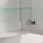 Armadietto Bagno da Parete in Legno con 3 Ripiani Regolabili in Vetro su 3 Livelli, 40x15x55 cm, Bianco - immagine 8