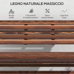 Panchina da Giardino 2 Posti Pieghevole a Doghe in Legno di Pino, 122x63x83 cm, Carbonizzato - immagine 5