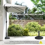 Ombrellone da Parete Mezzaluna Salvaspazio con Apertura a Manovella, Crema - immagine 4