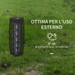 Lampada Solare da Giardino con Illuminazione LED, in Acciaio e Rattan PE, 20x20x68 cm, Grigio - immagine 7