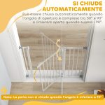 Cancelletto per Cani Estensibile con Montaggio a Pressione e Chiusura Automatica Altezza 76.2cm, Bianco - immagine 5