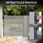 Tenda Laterale Retrattile 400x160 cm con Maniglia, in Metallo, Alluminio e Poliestere, Grigio Chiaro - immagine 5