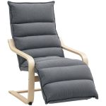 Poltrona Relax in Legno con Rivestimento in Velluto e Poggiapiedi Regolabile, Grigio Scuro