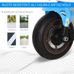 Moto Giocattolo Cavalcabile a 3 Ruote per Bambini 18-36 Mesi Stile Polizia con Musica e Fari, Azzurro - immagine 5