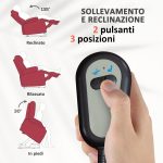 Poltrona Alzapersona Elettrica Reclinabile con Telecomando e Tasca in Tessuto, Rosso - immagine 4