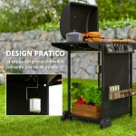 Barbecue a Gas con 3 Bruciatori Indipendenti e Coperchio con Termometro, 108x54x97 cm, Nero - immagine 7