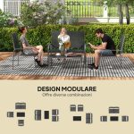 Set da Esterno 4pz con Tavolino, 2 Sedie e Divanetto con Schienale Regolabile, in Acciaio e Textilene Nero - immagine 4