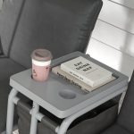 Dondolo 2 Posti con Tavolino e Portabicchieri, in Metallo e Poliestere, 175x110x165 cm, Grigio - immagine 9