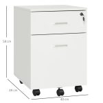 Cassettiera Ufficio a 2 Cassetti con Serratura e 5 Ruote, in Truciolato, 40x49x58 cm, Bianco - immagine 3