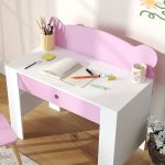 Set Scrivania per Bambini con Cassetto e Sedia con Schienale a Orsetto, Età 3-8 Anni, Rosa - immagine 9