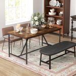 Tavolo da Pranzo per 6 Persone Stile Industriale in Legno e Acciaio, 150x80x75 cm, Marrone - immagine 2