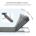 Set 2 Lettini Spiaggia Pieghevoli con Schienale Regolabile a 5 Livelli e Borsa, Grigio - immagine 4