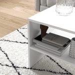 Tavolino da Caffè Moderno in Legno a 2 Livelli con Ripiano Aperto, 100x40x41.5 cm, Bianco - immagine 8